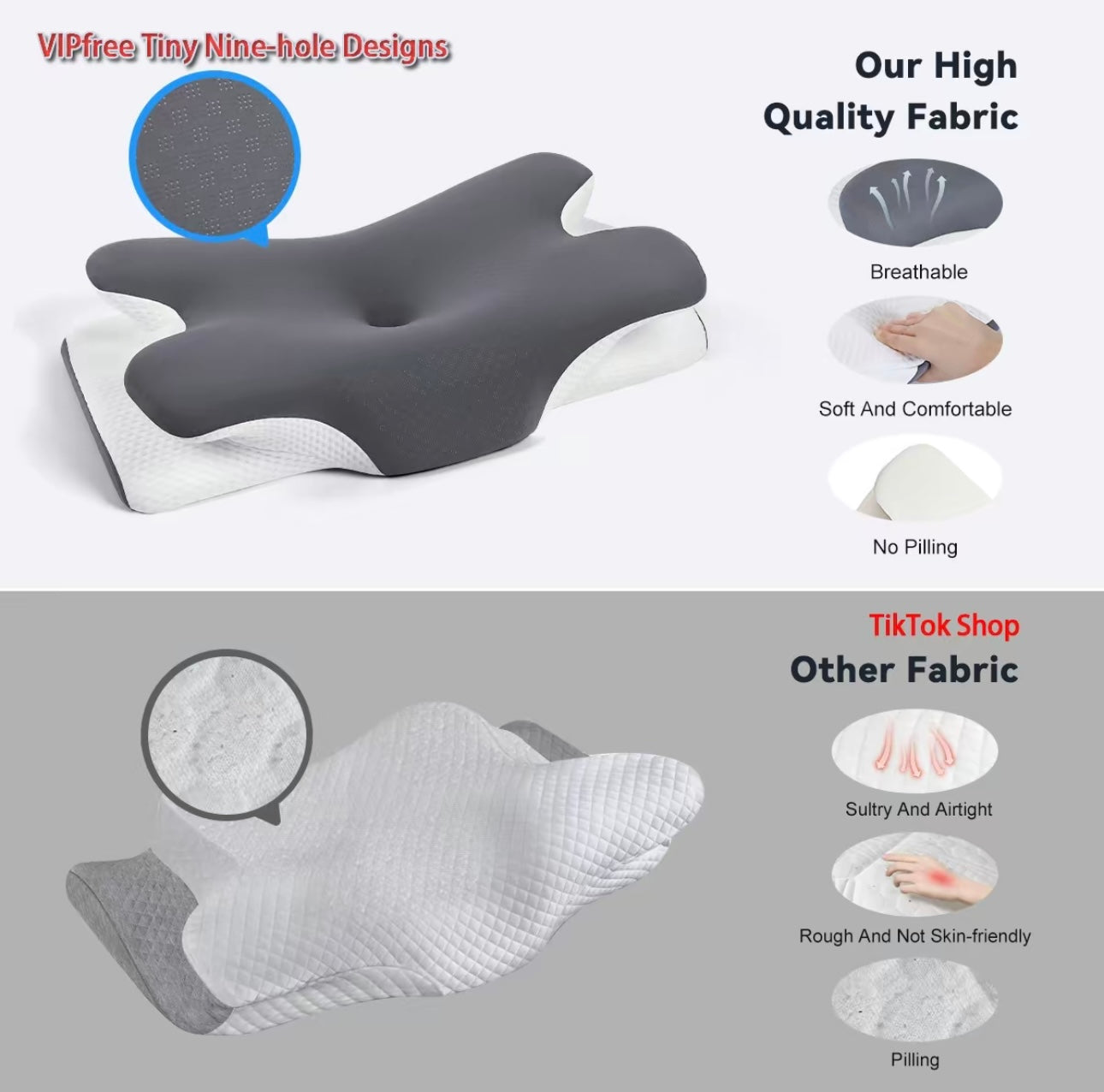 VIPfree Cervical Cooling Ergonomic Pillow