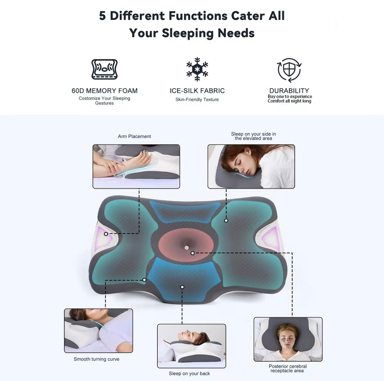 VIPfree Cervical Cooling Ergonomic Pillow